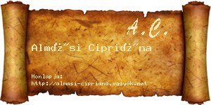 Almási Cipriána névjegykártya